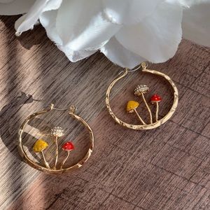 Little Mushroom Gold Hoop Earrings! 🍄